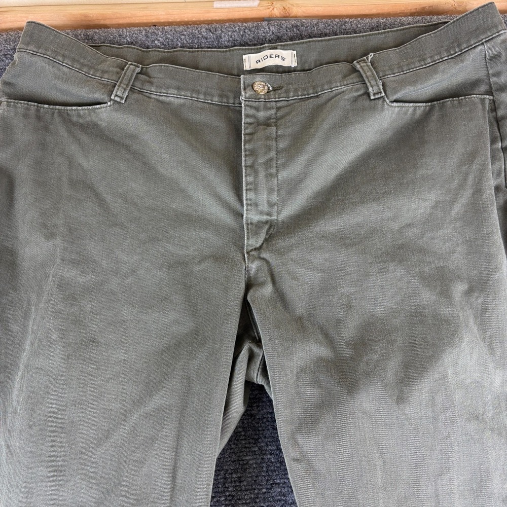 Riders Pants Womens 38x32.5 Green Cotton Stretch Mid Rise Straight‎ Leg Travel